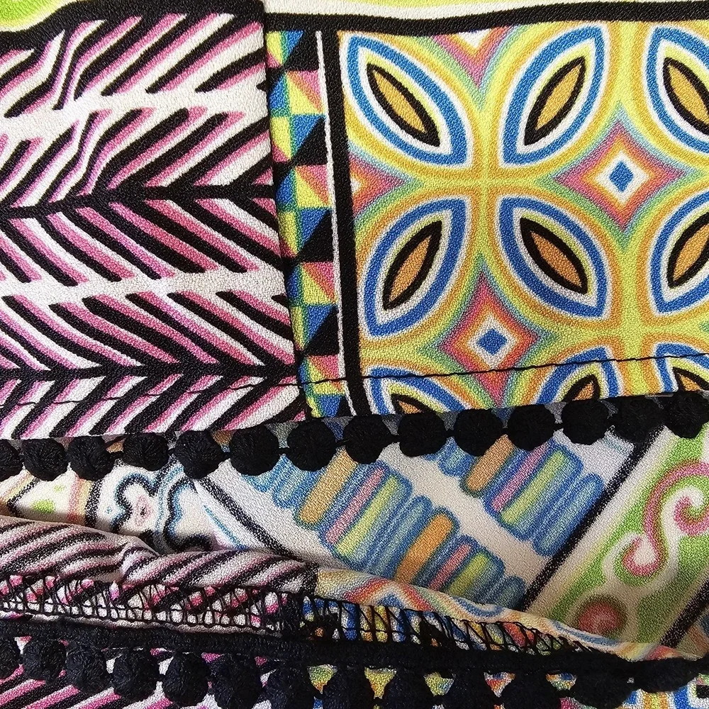 NWT Nicole Miller Dress Size 12 ‎ Sleeveless Colorful Geometric Print Zip Back